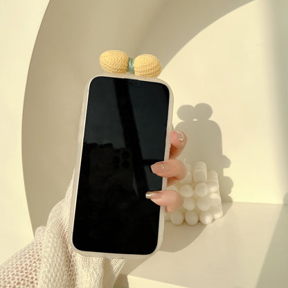 Vinilo o funda para iPhone Corbata de lazo 3D de flores color crema pintadas