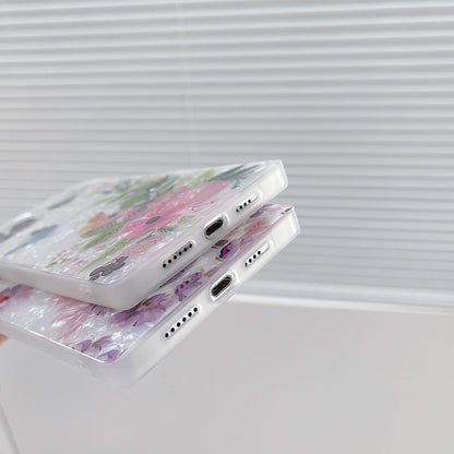Feuille de fleurs de motif de coquille colorée carrée Coque et skin adhésive iPhone