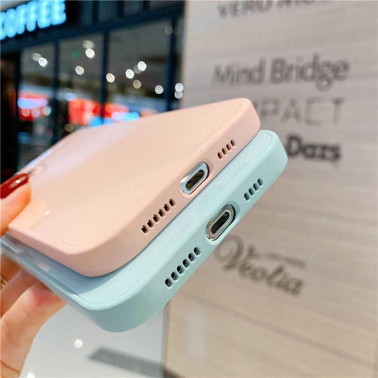 Solid Color Glass Mirror Silicone Soft iPhone Case
