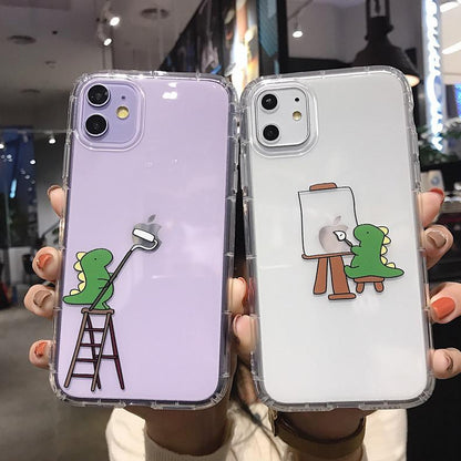 Cute Cartoon Dinosaur Painting Transpaent Soft iPhone Case
