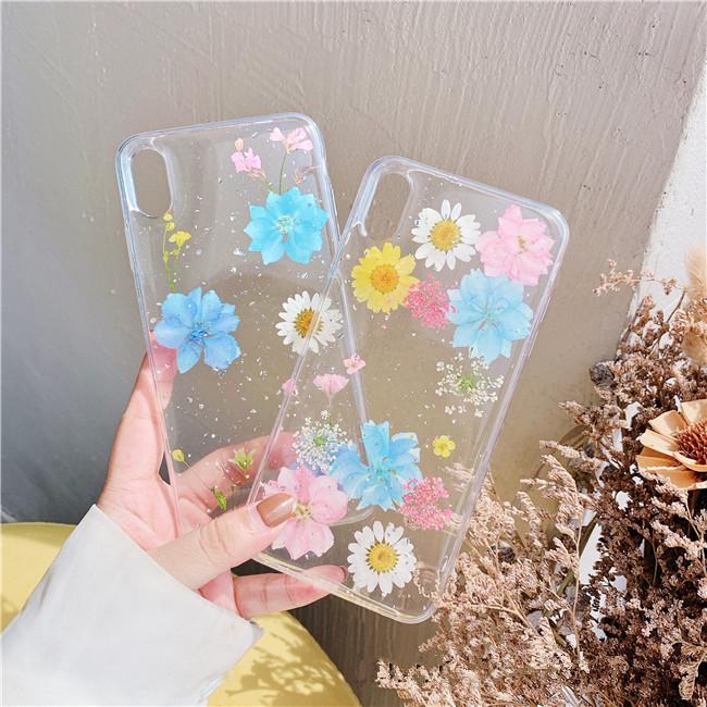 Vinilo o funda para iPhone Suave y transparente de flores secas reales coloridas