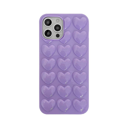 Candy Color 3D Love Heart Funda de silicona transparente para iPhone