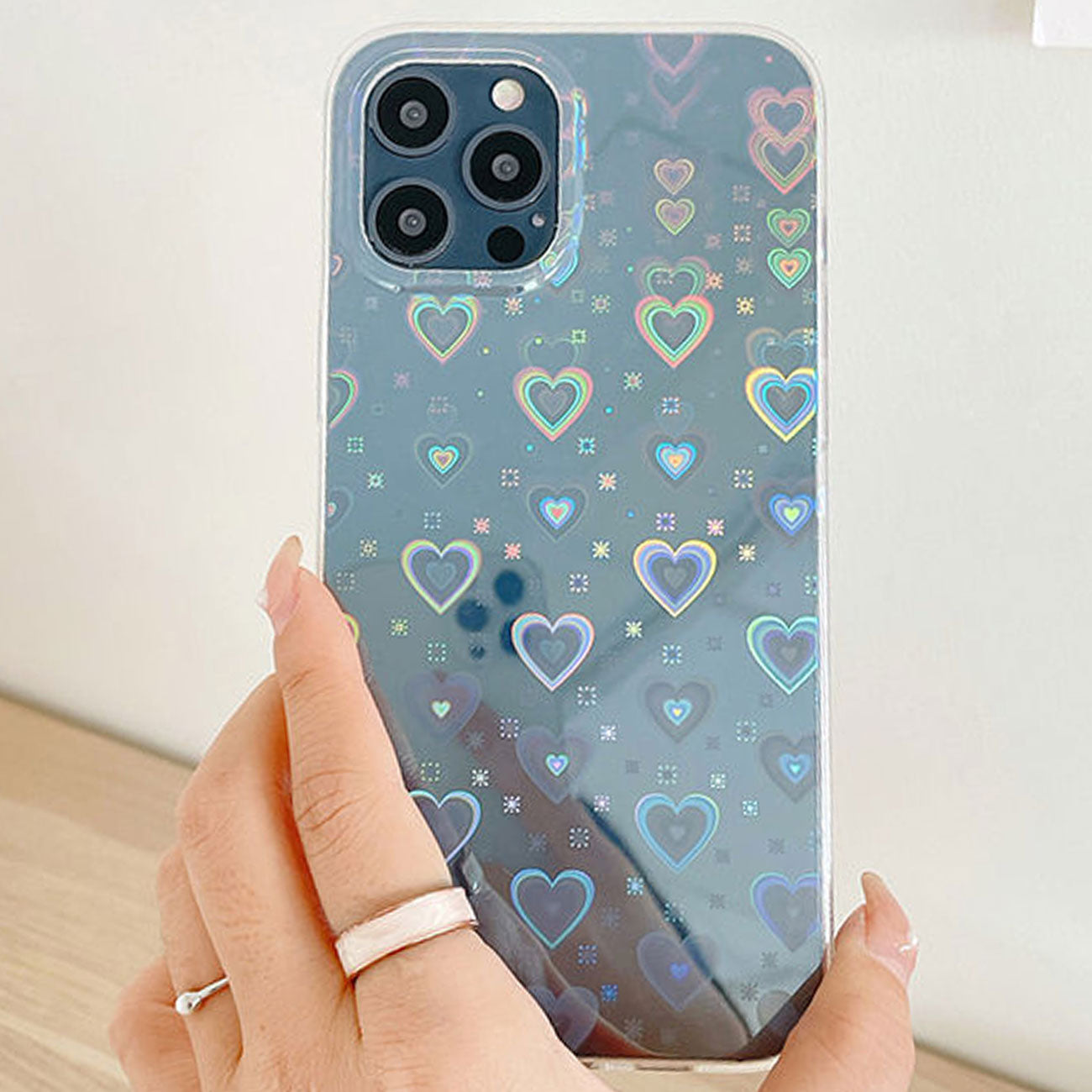 Laser Glitter Bling Love Heart iPhone Case Soft Flexible TPU Shockproof Case