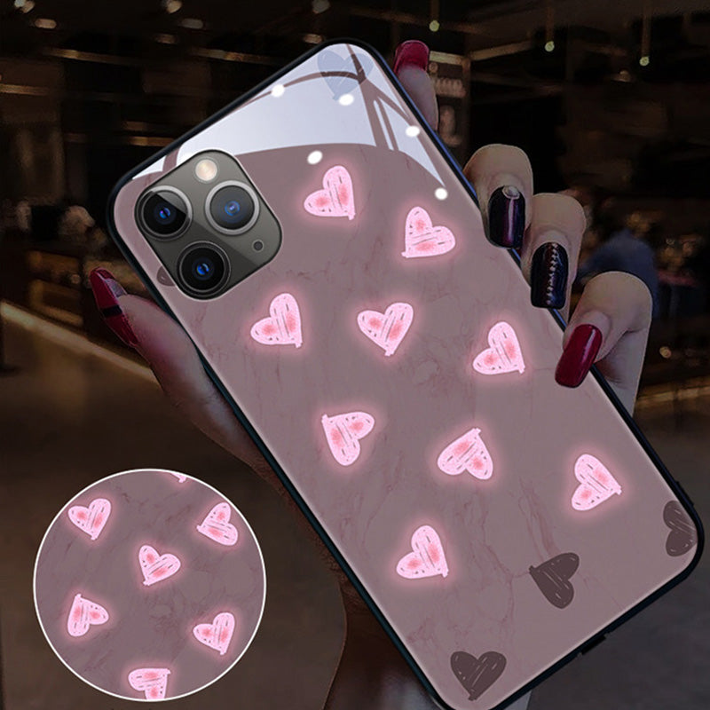 Dazzling Love Heart Appel entrant Light Up Glass Coque et skin adhésive iPhone