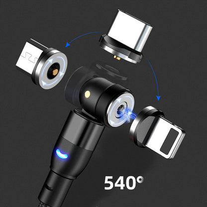 Câble de charge magnétique rond 3 en 1 à 540 degrés pour Apple Android