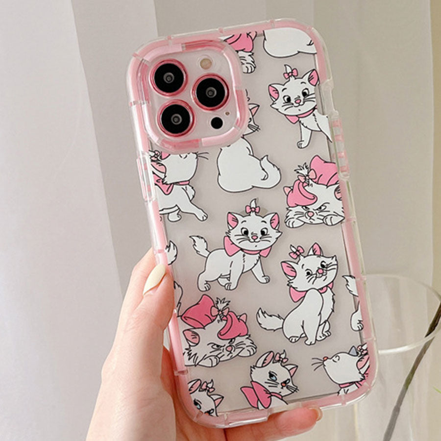 Cartoon Cute Pink Cat Clear iPhone Case Kawaii