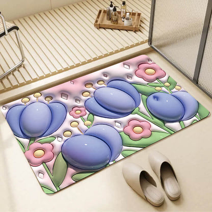 Alfombrilla de baño absorbente de barro de diatomeas suave Floral alfombrillas de baño alfombra antideslizante alfombra de baño