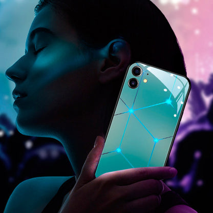 Fashion Gradient Starry Sky Light Up Rappeler l'appel entrant Temne Capred Glass Coque et skin adhésive iPhone