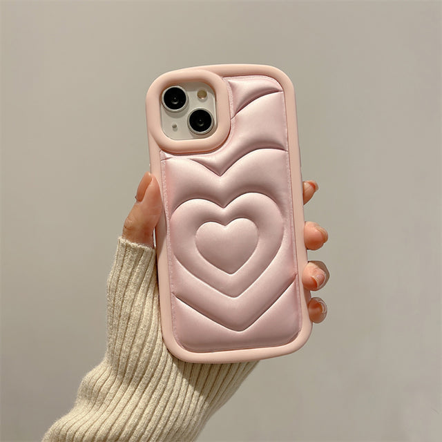 Cute 3D Love Heart Shockproof Soft Silicone Compatible with iPhone Case