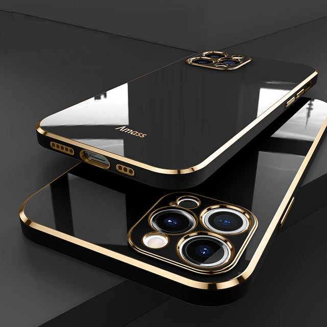 Placage carré de luxe compatible avec la coque iPhone