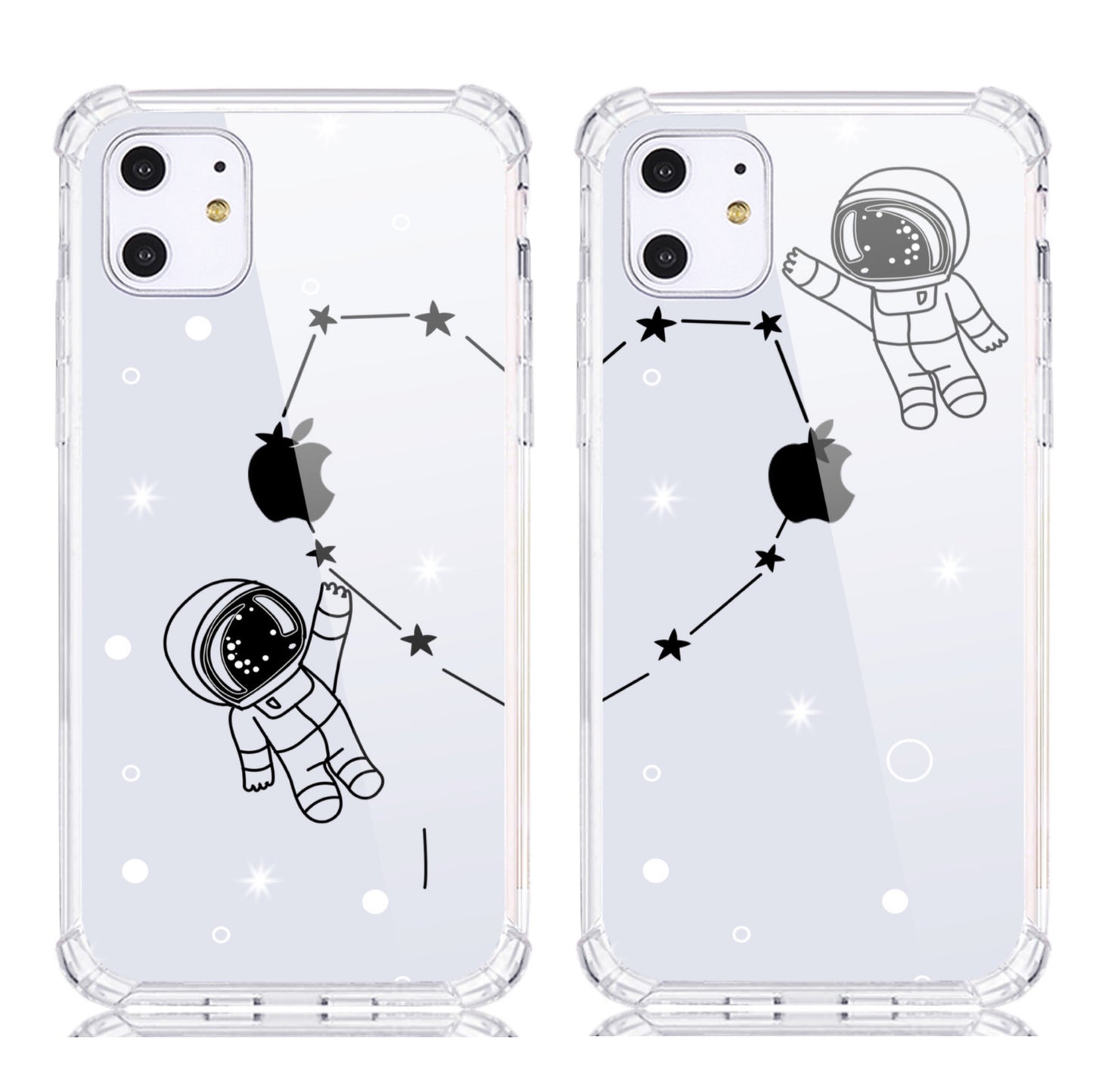Vinilo o funda para iPhone Astronauta de dibujos animados Conectar con pareja de ilustración de corazón 
