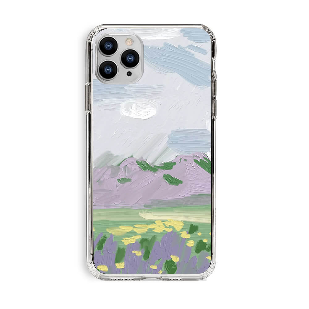 Paisaje pintura al óleo claro iPhone caso contraportada