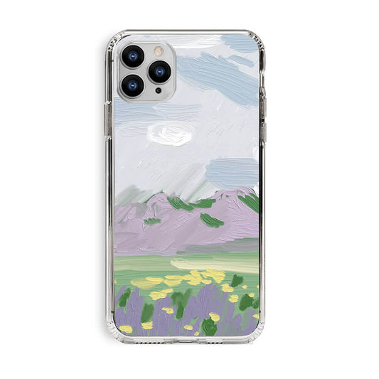 Peinture à l'huile de paysage Coque arrière transparente pour iPhone