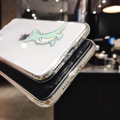 Vinilo o funda para iPhone suave transparente de dinosaurio simple de dibujos animados creativos