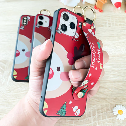 Christmas Cartoon Elk Wristband Couple iPhone Case