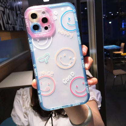 Cute Cartoon Smile Flower Clear Compatible with iPhone Case