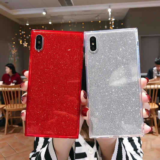 Bord carré Bling Glitter Powder Monochrome Coque et skin adhésive iPhone