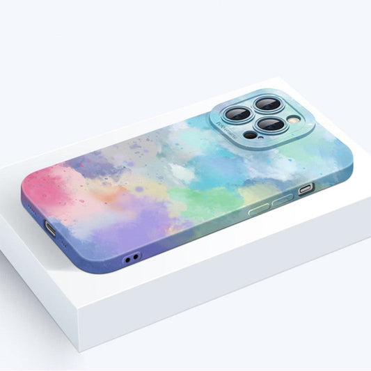 Silicone de couleur de peinture à l'huile compatible avec le cas d'iPhone
