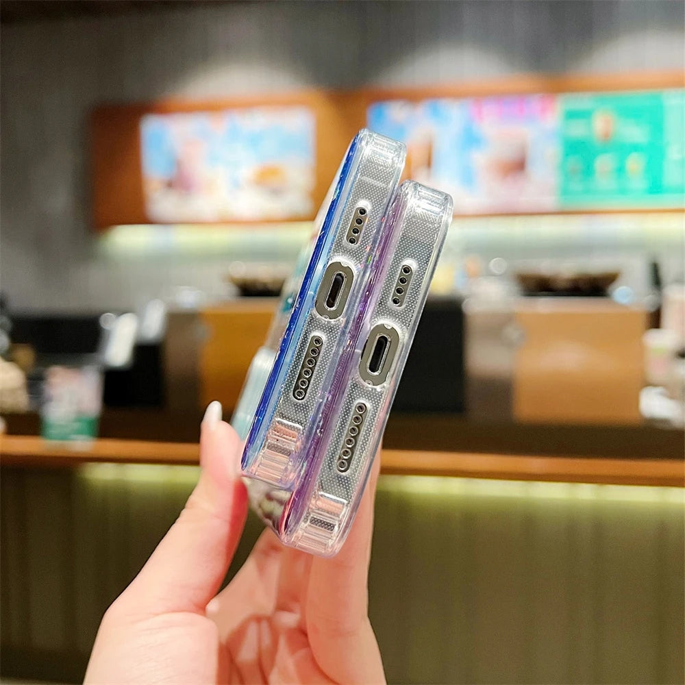 Gradiente de colores para carga inalámbrica magnética Magsafe transparente compatible con funda para iPhone