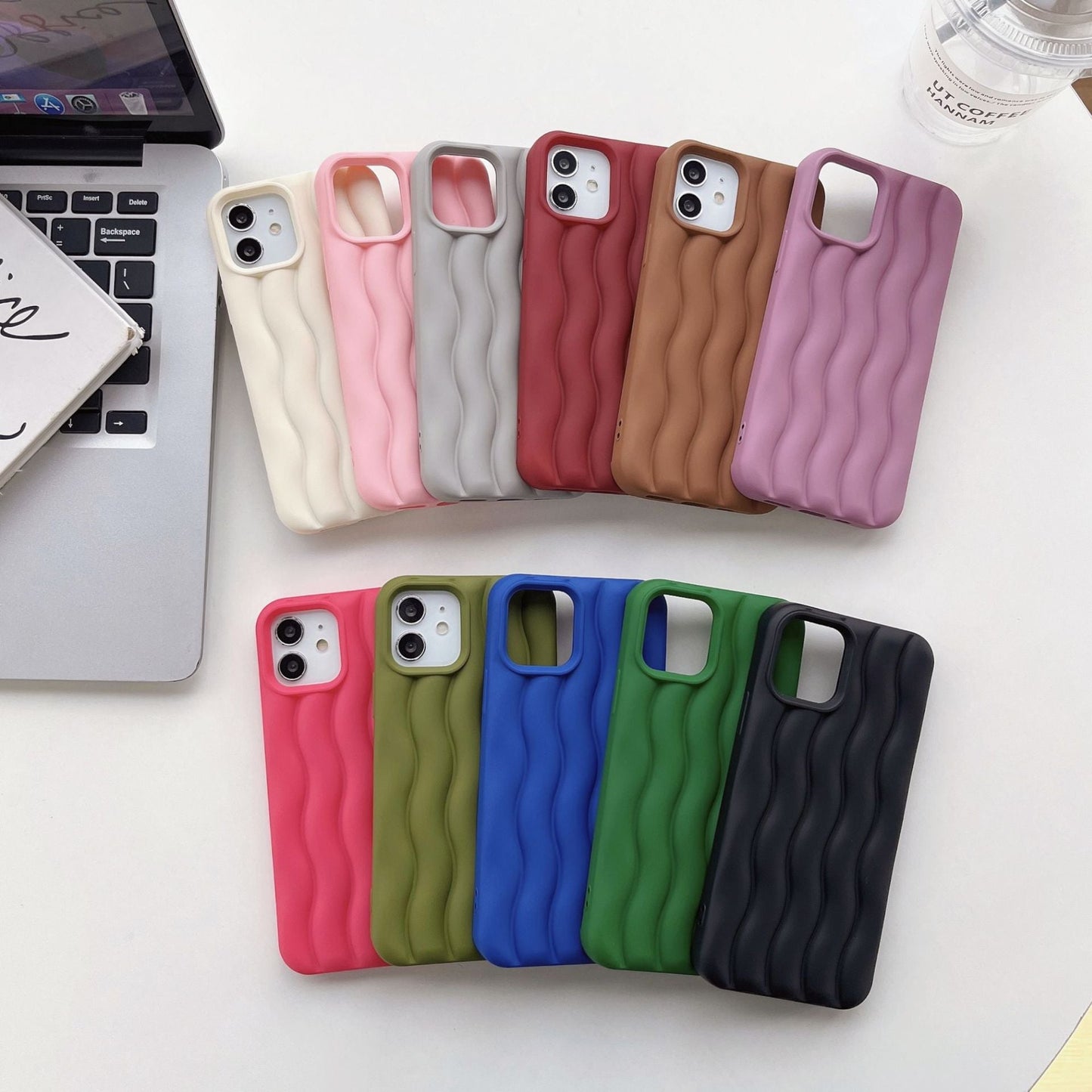 3D Wave Curly Stripe Pattern Shockproof Compatible with iPhone Case