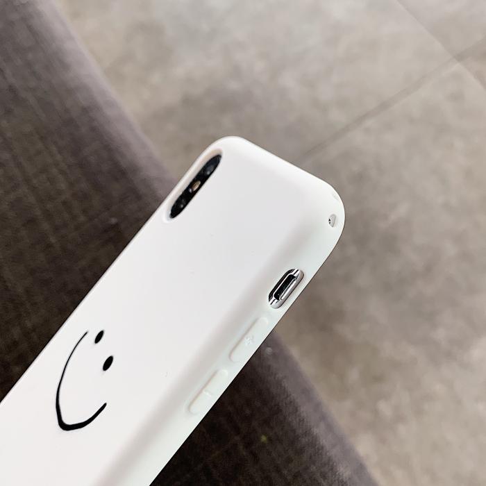 Funda de silicona suave para iPhone con cara sonriente de color sólido