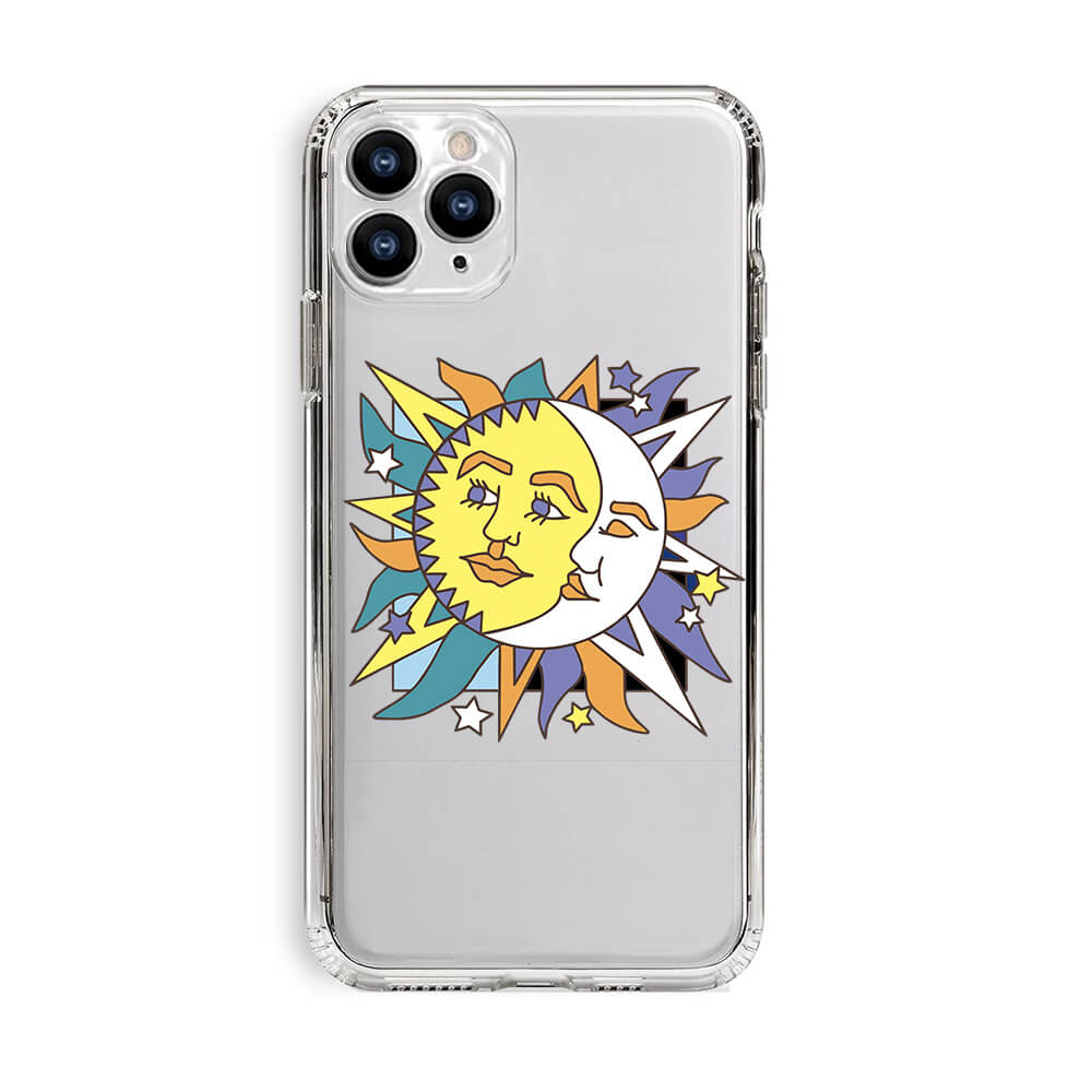 Colorful Painting Sunmoon Clear iPhone Case