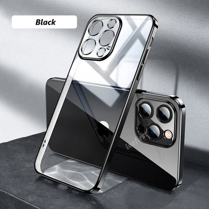 Luxury Square Plating Clear Soft TPU Transparent Compatible with iPhone Case