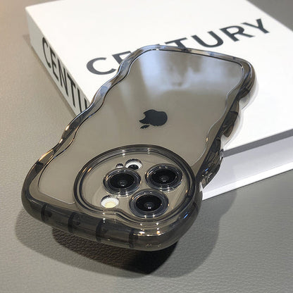 Love Heart Lens Camera Curly Wavy Clear Compatible avec la coque iPhone