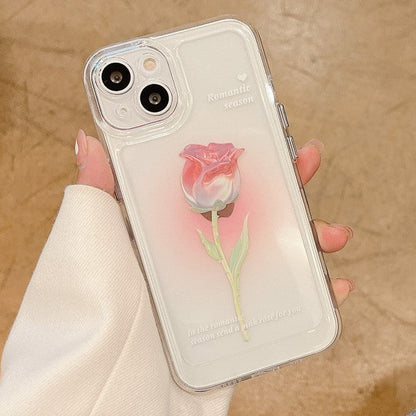 Moda tulipán rosa flor suave a prueba de golpes compatible con funda para iPhone