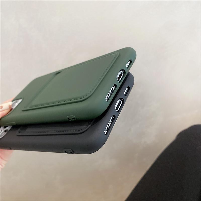 Estuche para iPhone de billetera suave de silicona con tarjetero de color sólido creativo