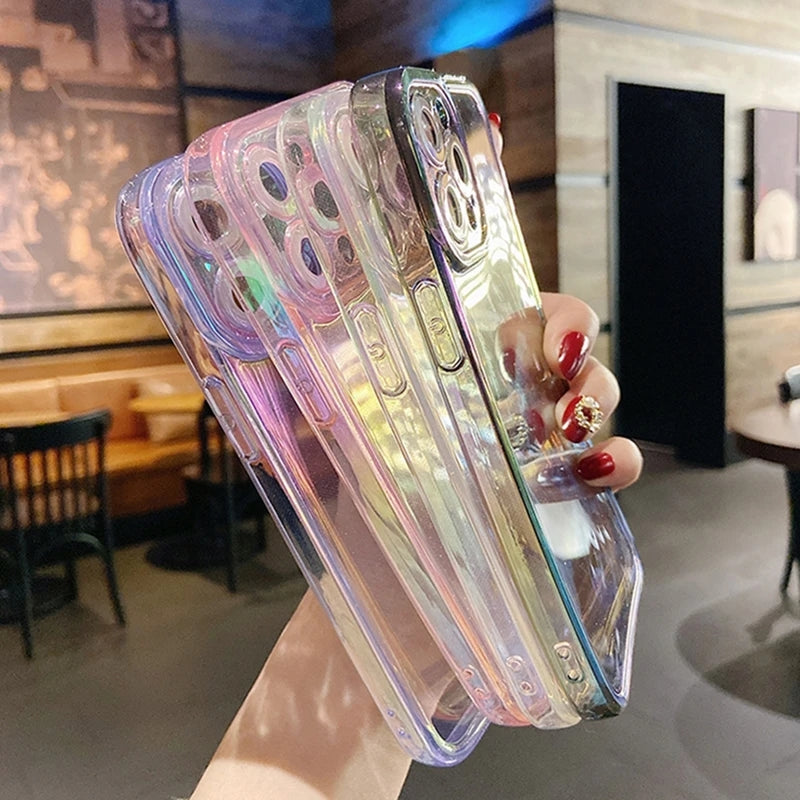 Glitter Gradient Rainbow Laser Compatible con iPhone Case