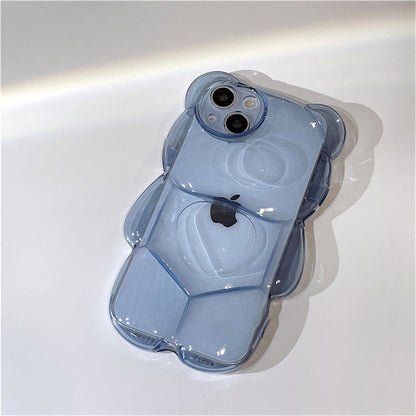 Lindo oso 3D transparente compatible con iPhone Case