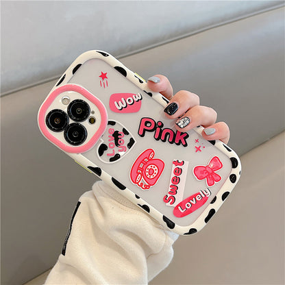 Cute Heart Love Shockproof Bumper Cow Funny Letter Soft Silicone Clear Compatible with iPhone Case