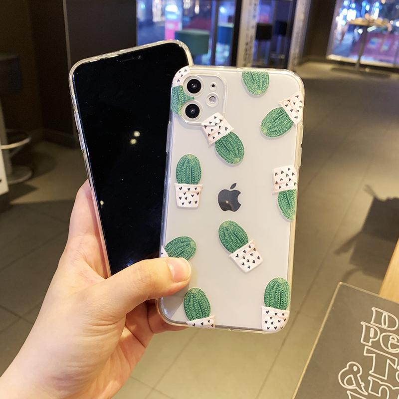 Cute Cactus Transparent Soft iPhone Case
