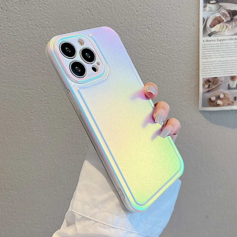 Brillo degradado láser compatible con funda para iPhone