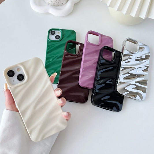 3D Fold Wave Ripple Pattern Soft Compatible con iPhone Case