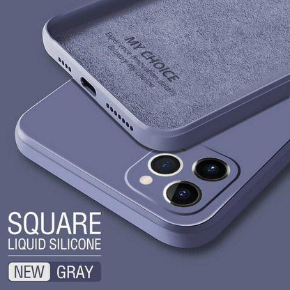 Coque pour iPhone souple en silicone à bords carrés couleur bonbon