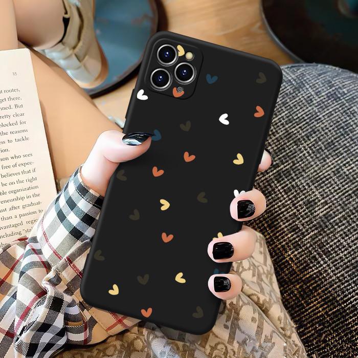 Colorful Love Heart Black Soft iPhone Case