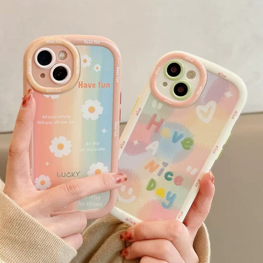 Cute Love Heart Flowers Silicone Shockproof Compatible with iPhone Case