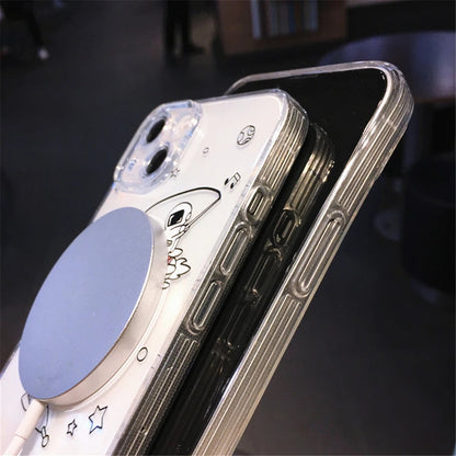 Astronauta para carga inalámbrica magnética Magsafe transparente compatible con iPhone Case