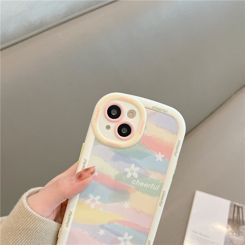 Love Heart Rainbow Flowers Silicone Shockproof Compatible with iPhone Case