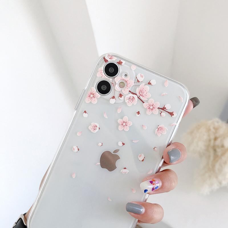 Cute Sakura Transparent Soft iPhone Case