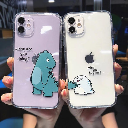 Cute Couples Dinosaur Lovely Transparent Soft iPhone Case