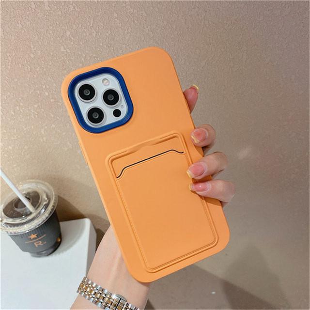 Candy Color Card Slot Silicone Soft iPhone Case