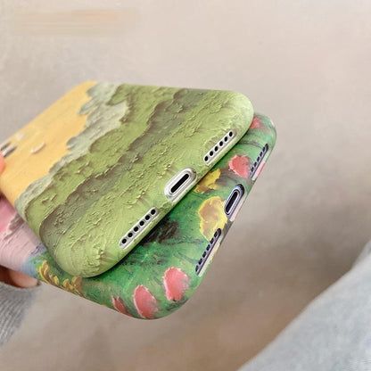 Parejas de pintura al óleo creativa funda de silicona suave para iPhone