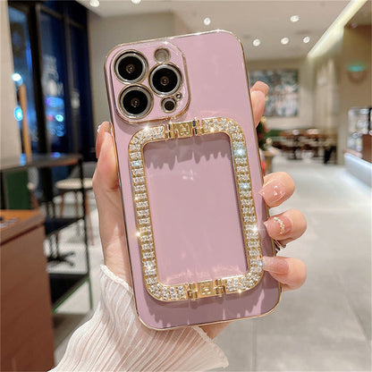 Luxury Rhinestone Metal Standr Holder Plating Compatible with iPhone Case