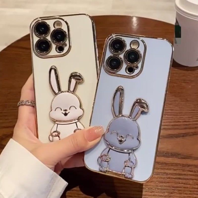 3D Cute Rabbit Electroplate Stand Holder Compatible with iPhone Case