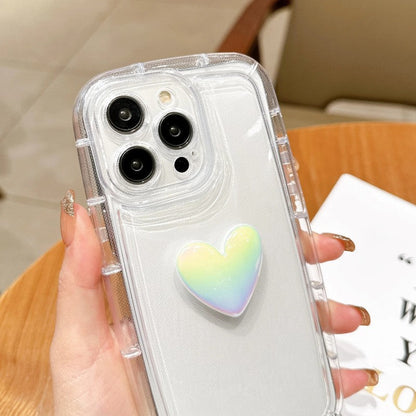 Candy Color Love Heart Soft Clear Compatible with iPhone Case