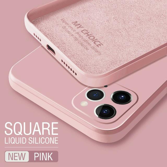 Candy Color Square Edge Silicone Soft iPhone Case