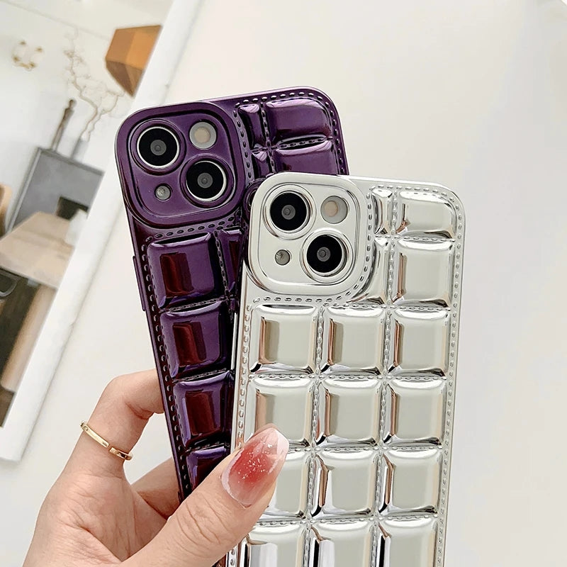 Luxury 3D Grid Plating Compatible with iPhone Case